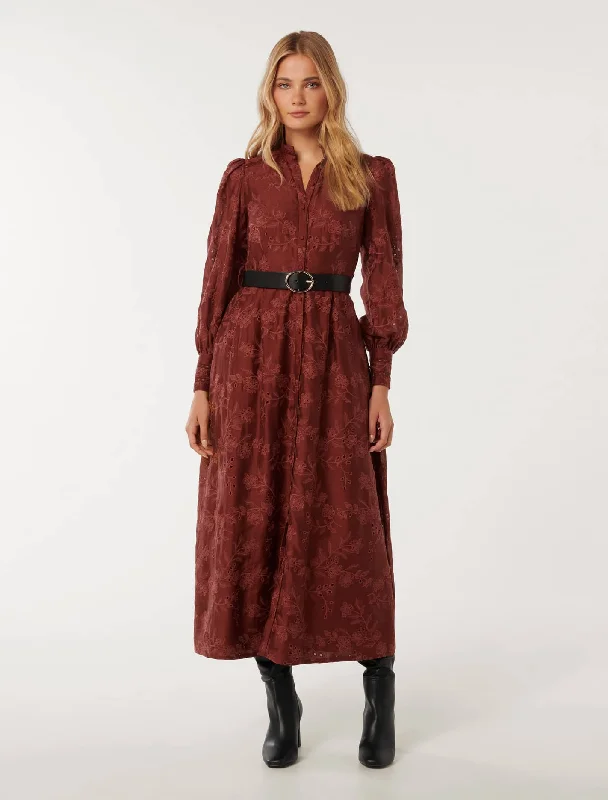 Autumn Embroidered Midi Dress