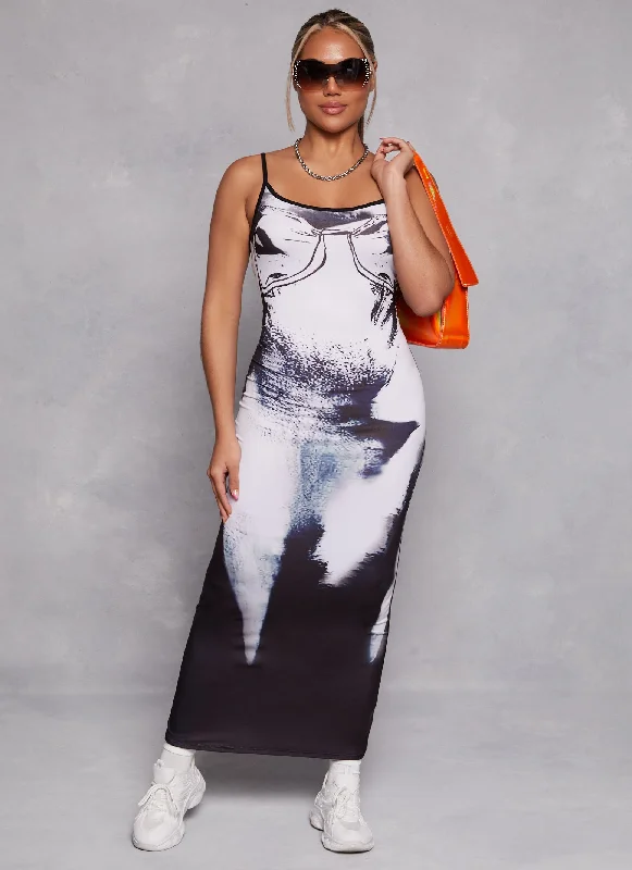 Body Print Cami Maxi Dress