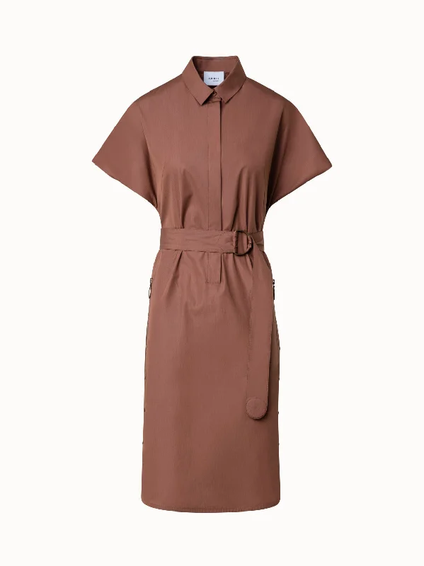 Cotton Shirt Dress with Short Kimono Sleeves