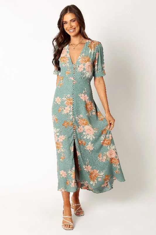 Frampton Midi Dress - Blue Floral