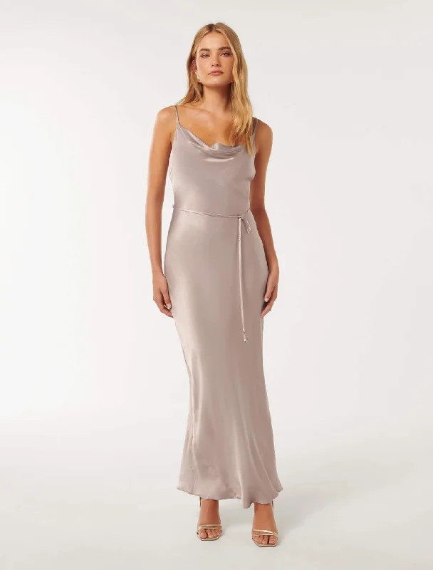 Lucy Satin Cowl Maxi Dress