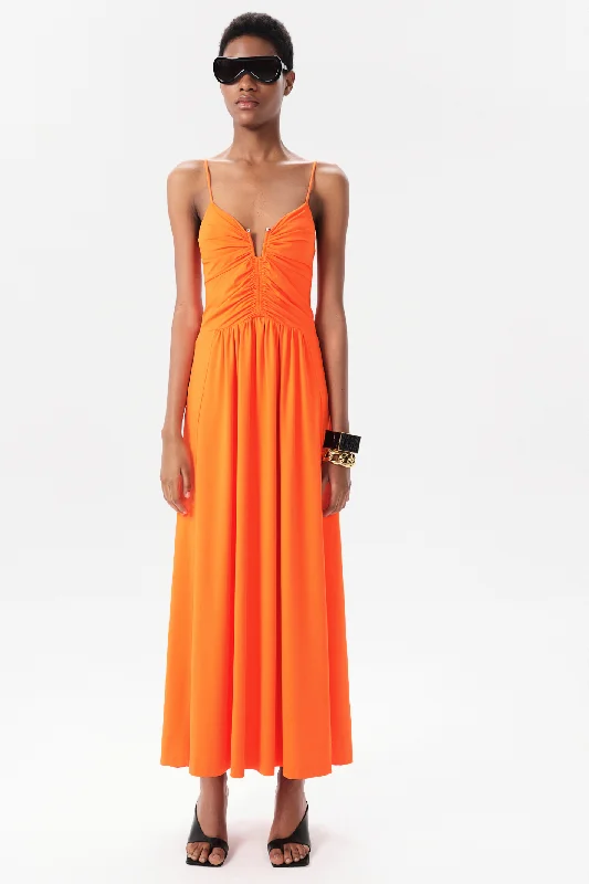 Maria Cher Ceibo Francine Midi Dress in Orange