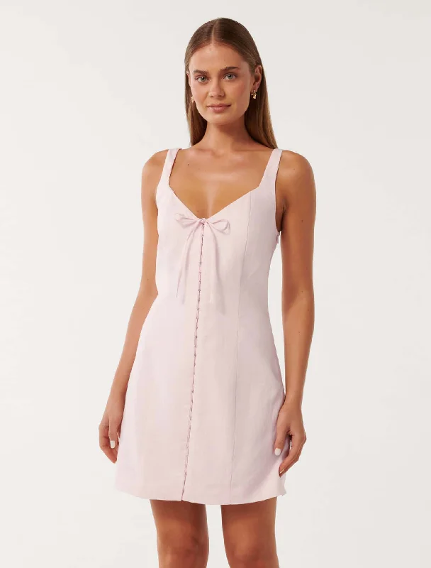 Monica Bow Front Hook & Eye Mini Dress