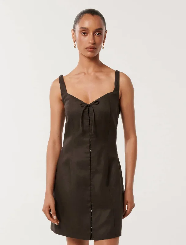 Monica Petite Bow Front Hook & Eye Mini Dress