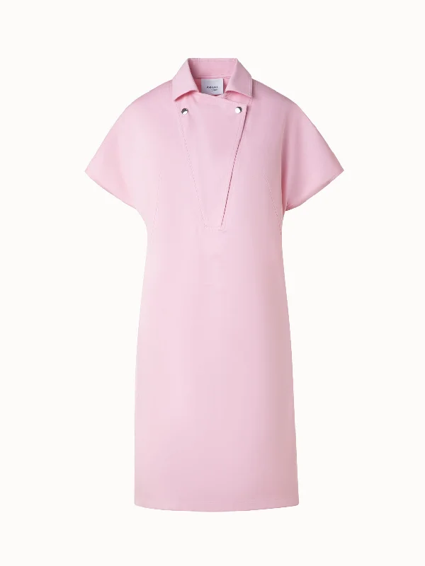 Polo Dress in Cotton Stretch with Biker Collar