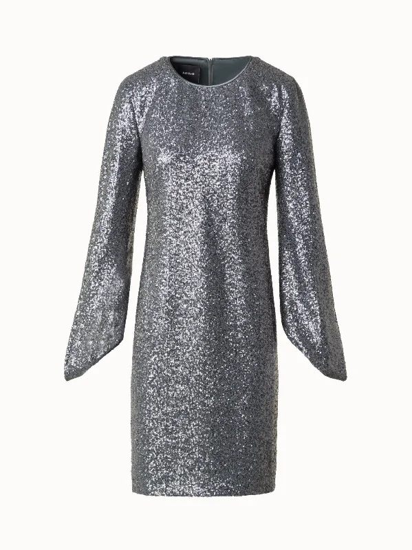 Sequin Cocktail Dress with Long Volume Sleeves