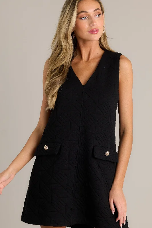 Sophisticated Stunner Black Quilted Mini Dress