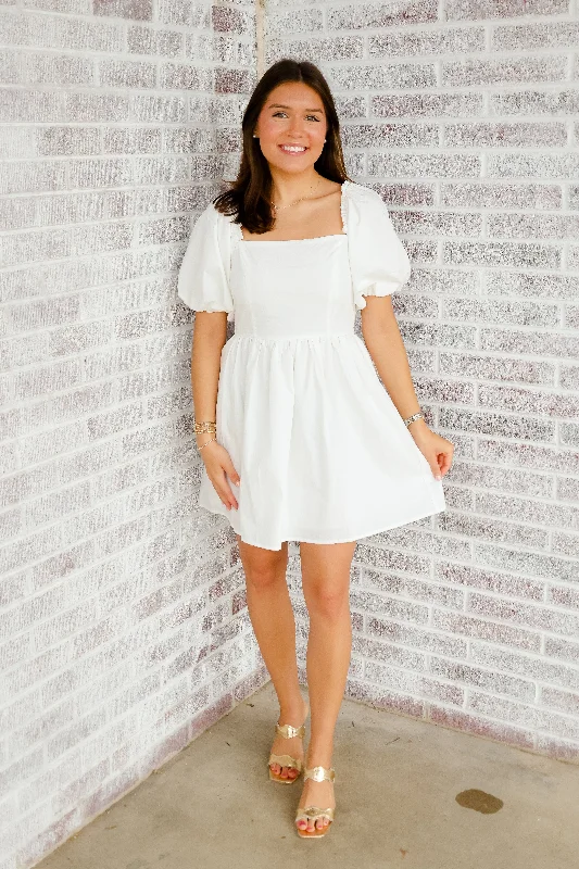 Sweet Like Honey Puff Sleeve Back Bow Mini Dress