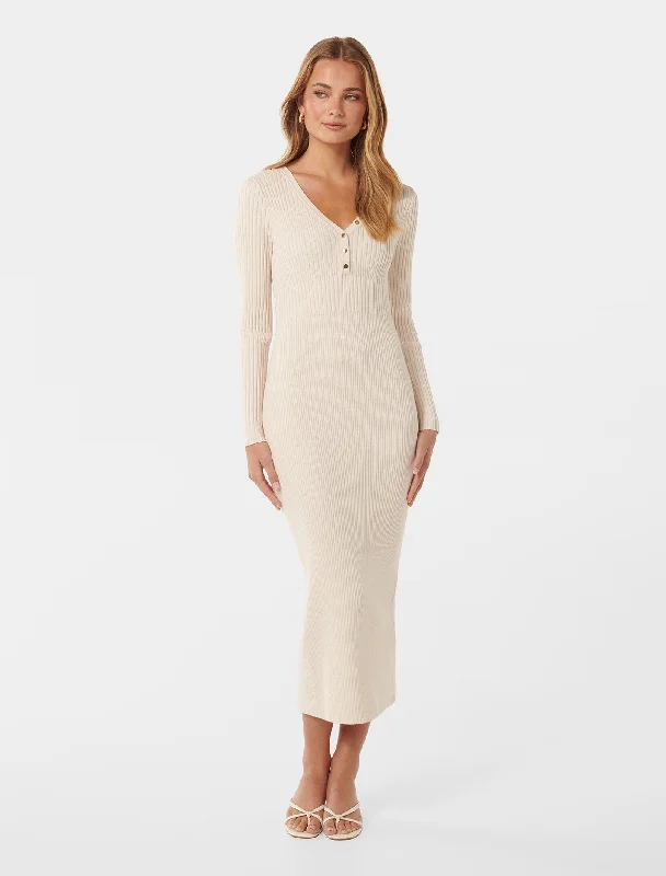 Teagan Ribbed Knit Midi Dress