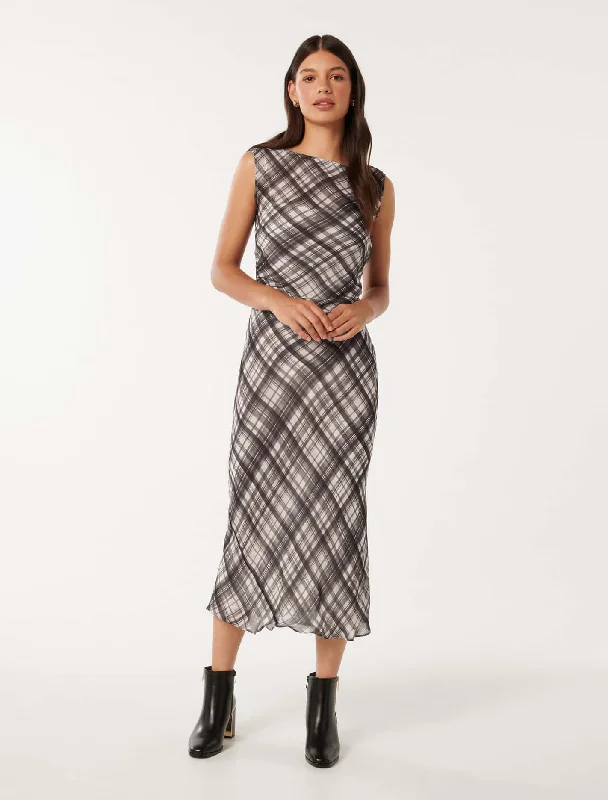 Vivianna Boat Neck Midi Dress