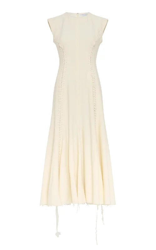 Kendal Laces Midi Dress in Ivory Wool