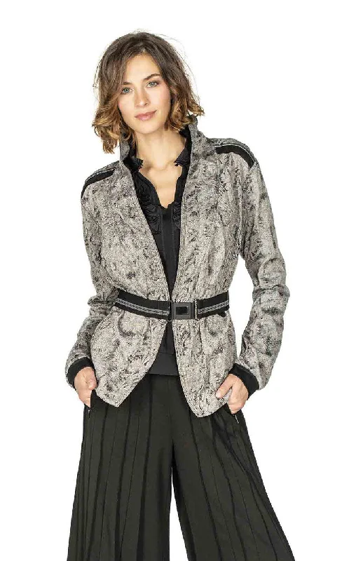 Beate Heymann Melange Grey Jacquard Wrap Jacket