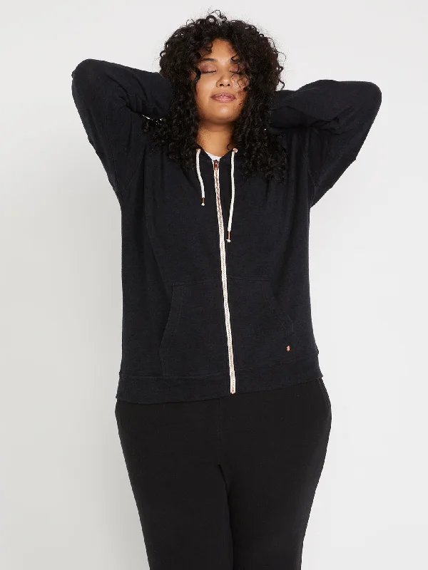 Lived In Lounge Zip Fleece Plus Size - Black