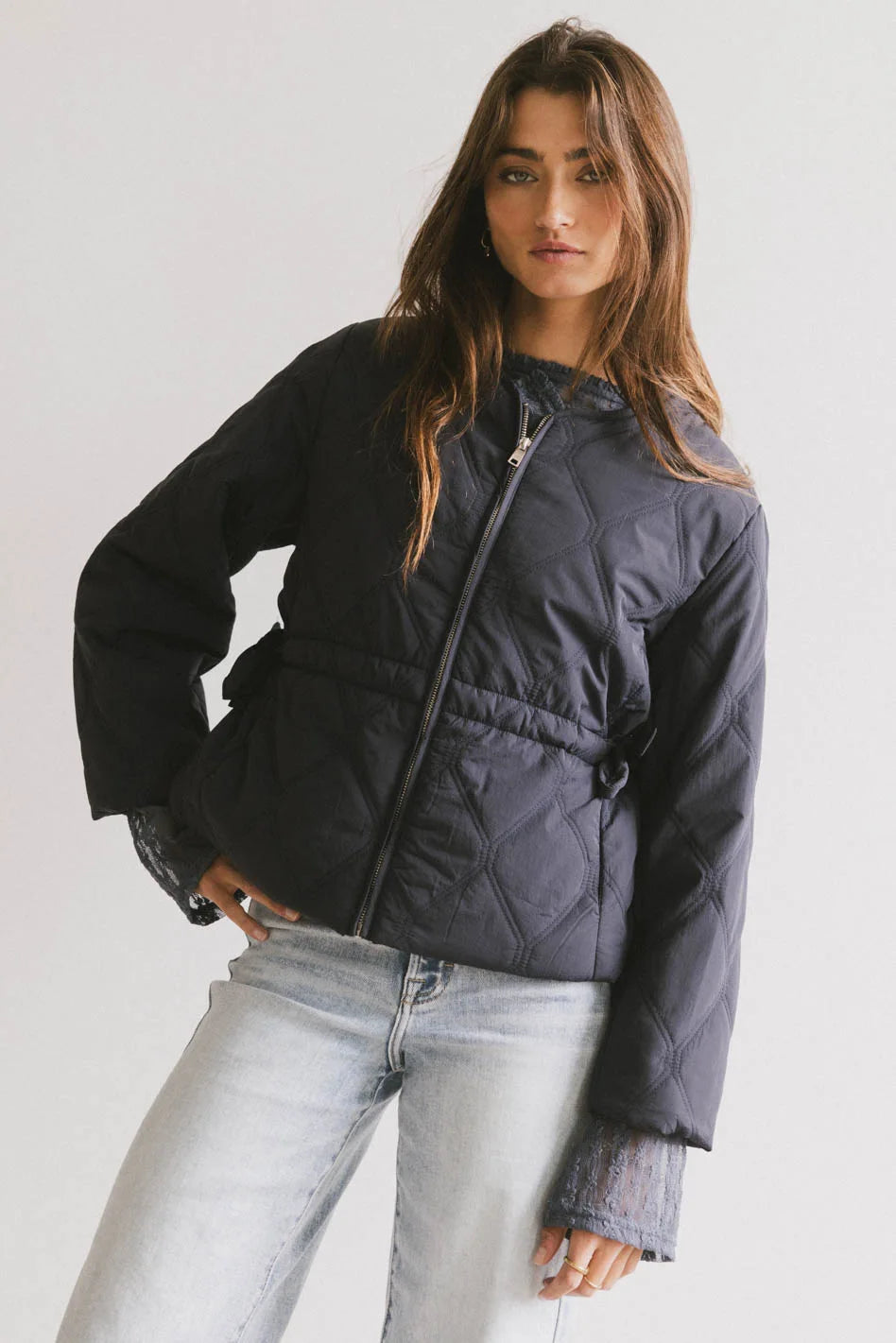 Zola Quilted Jacket in Navy