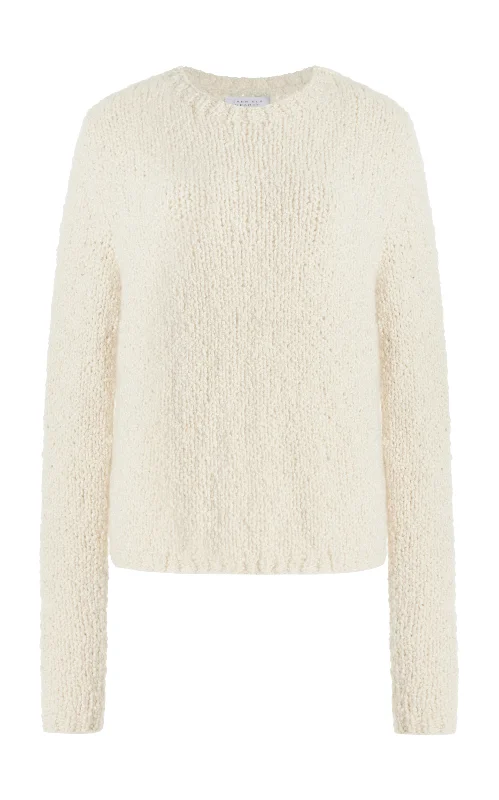 Abrams Knit Sweater in Ivory Cashmere Boucle