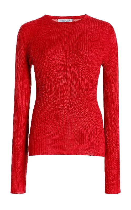 Browning Knit Sweater in Scarlet Red Cashmere Silk