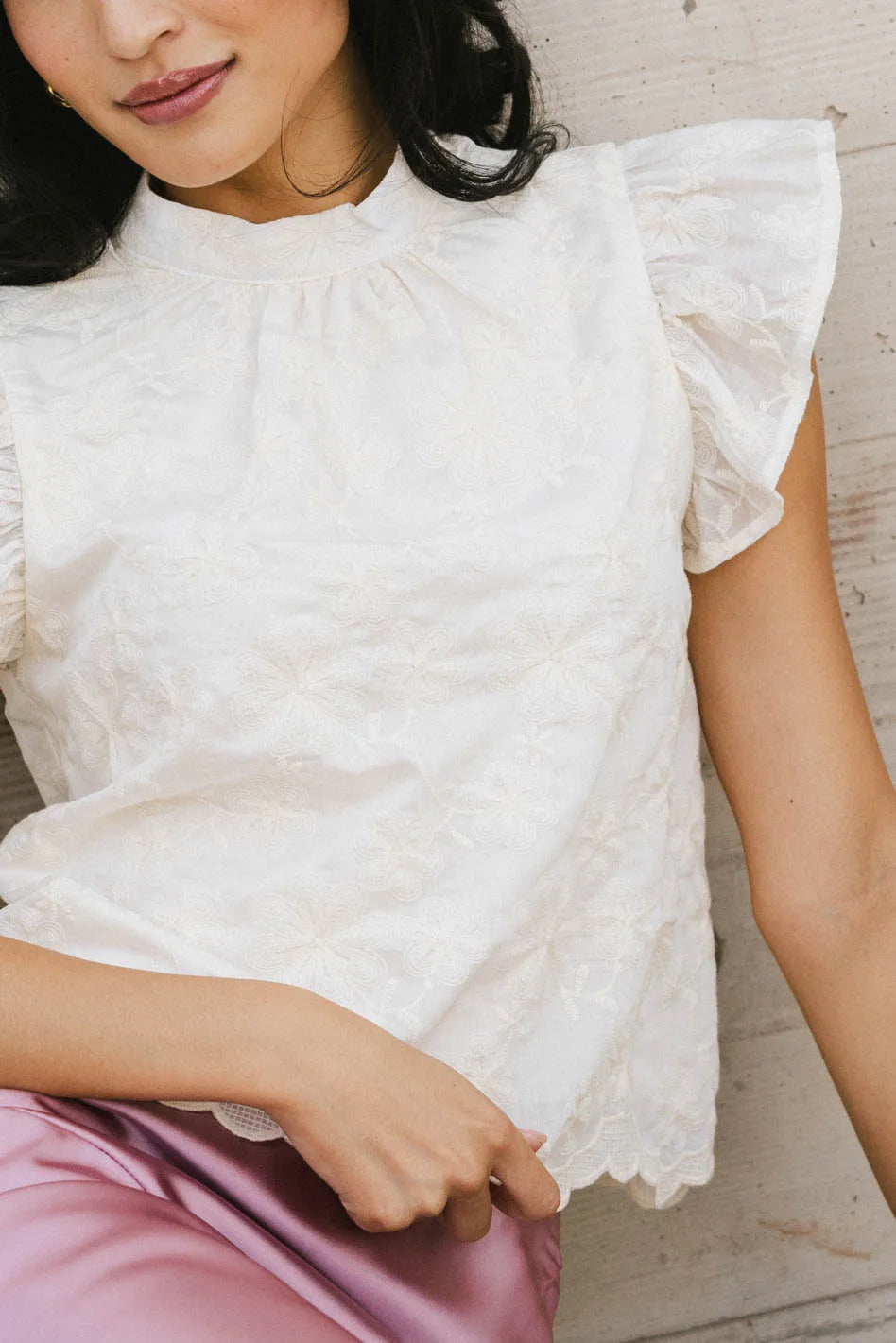 Fia Embroidered Blouse in Cream