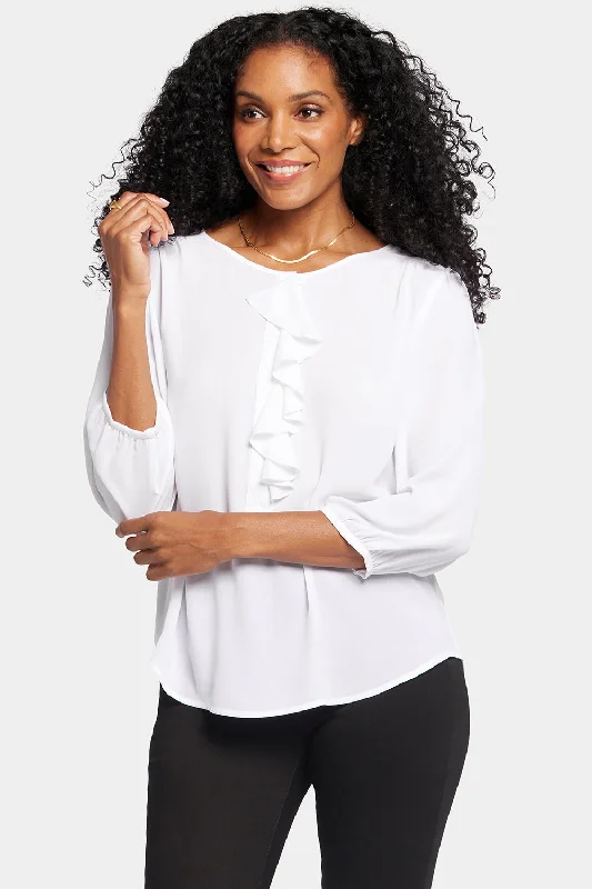 Flounce Front Blouse - Optic White