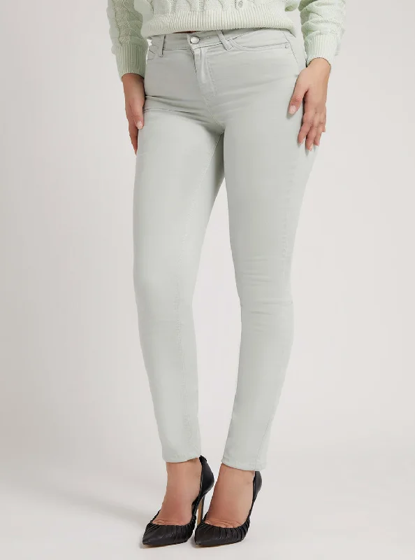 High-Rise 1981 Satin Skinny Denim Jeans In Light Khaki