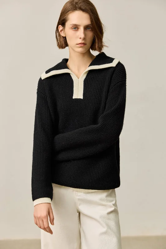 LILY Colorblock Polo Knit Top