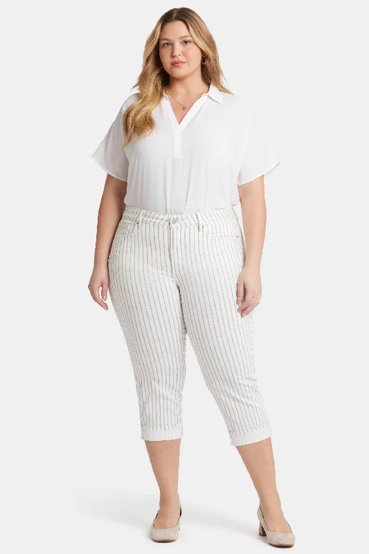 Marilyn Straight Crop Jeans In Plus Size - Beach Cruise Stripe