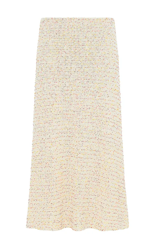 Pan Knit Maxi Skirt in Ivory Multi Beaded Cashmere