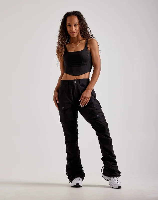 Smoke Rise High-Rise Stacked Nylon Cargo Pants