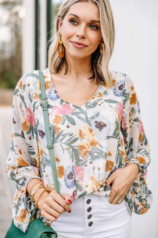 Take The Hint Mustard Yellow Floral Blouse