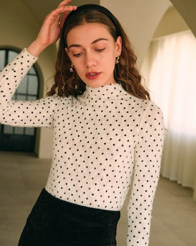 The Polka Dot Mock Neck Knit Top