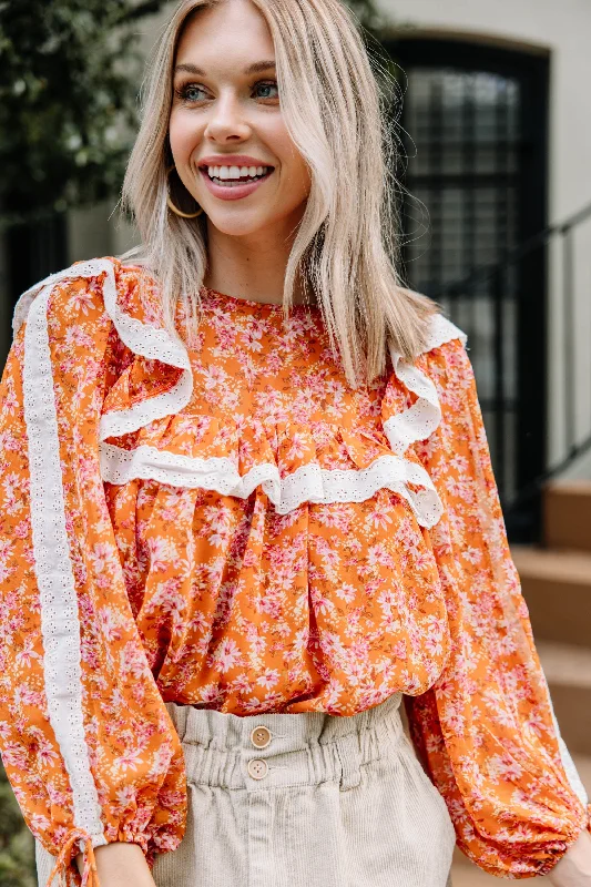 This One's For You Orange Floral Blouse