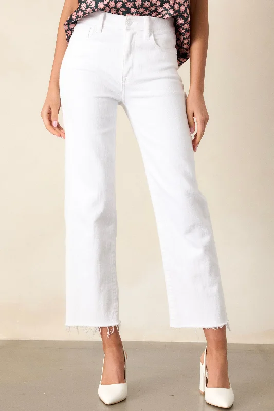 Urban Edge White High Rise Cropped Wide Leg Jeans