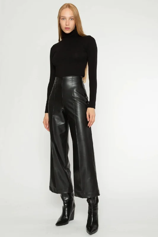 Vegan Leather Straight Leg Cropped Pants