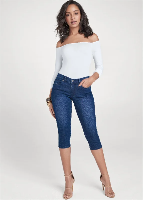 Cindy Capri Jeans - Dark Wash