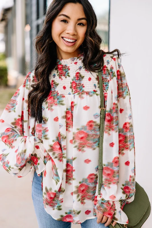 You Name It Coral Orange Floral Blouse