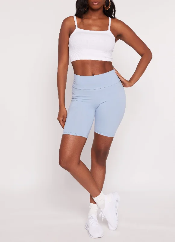 Cotton Wide Waistband Biker Shorts