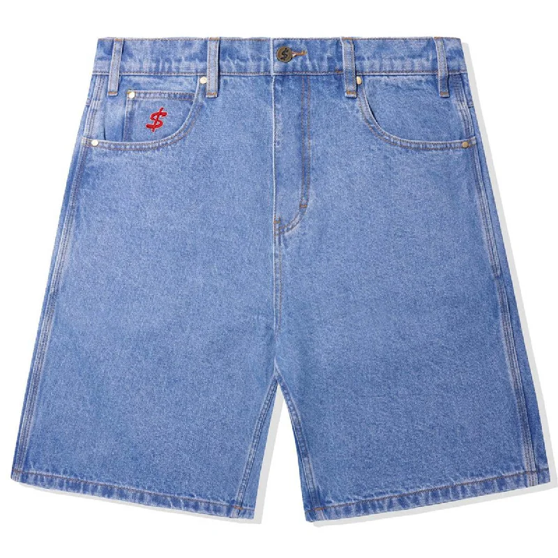 Cash Only - Logo Denim Shorts Washed Indigo