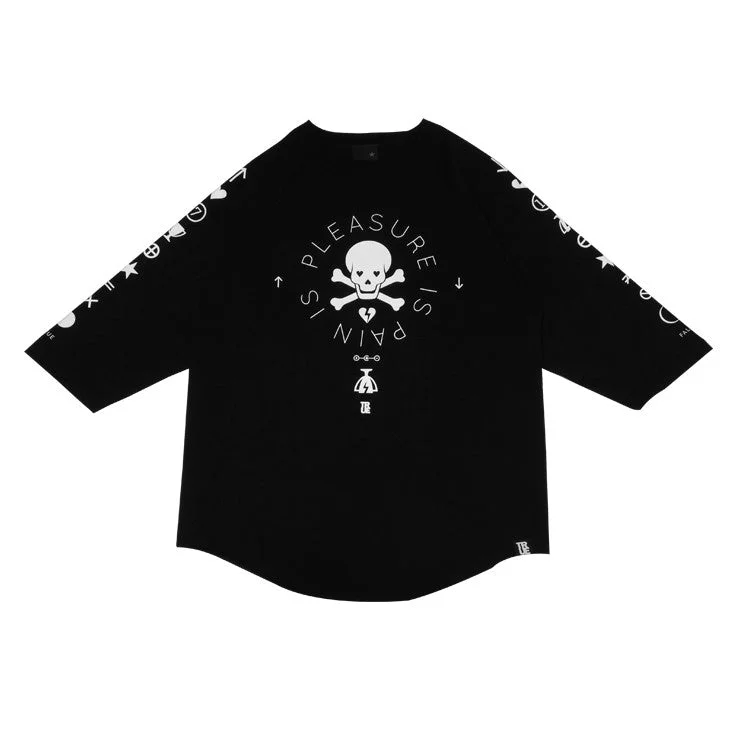 Mens True Pleasure Pain Raglan T-Shirt Black