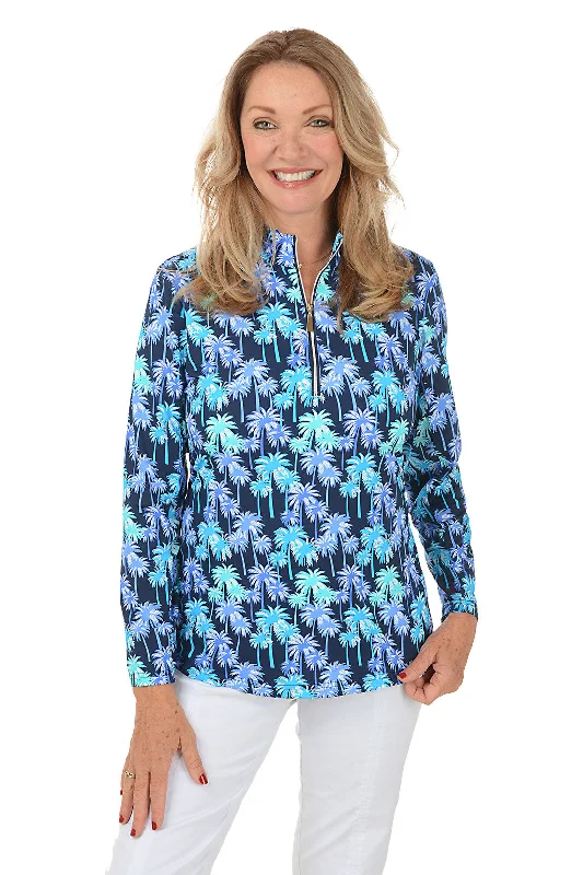 Midnight Palms Cooling UPF50+ Mock Neck Top