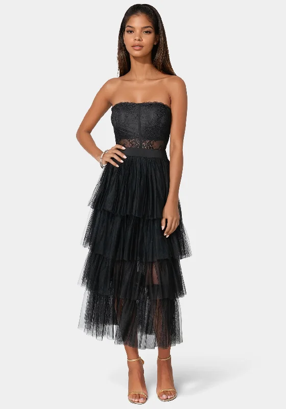 Tulle Corset Midi Dress