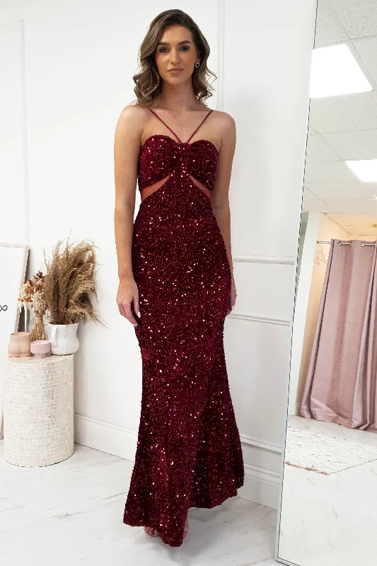 Kennedy Sequin Bodycon Gown | Burgundy