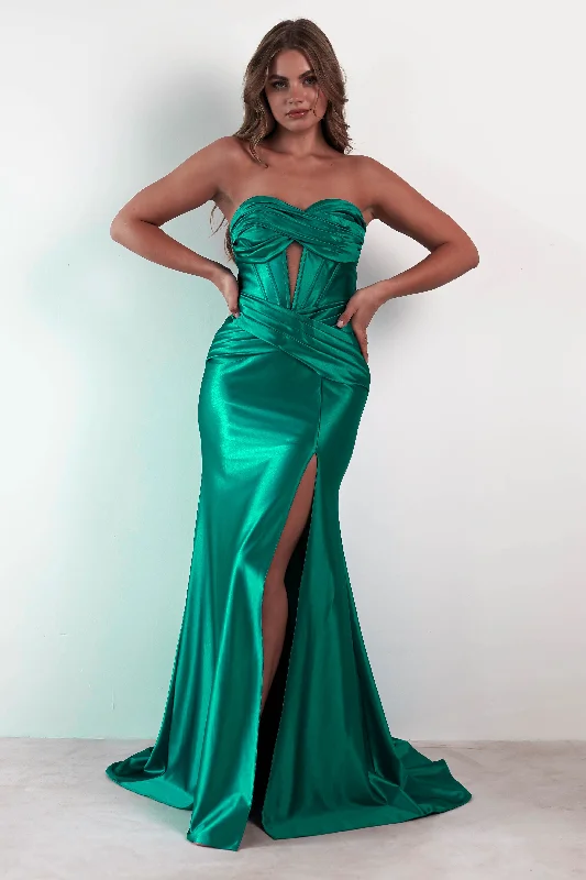 Karra Bodycon Strapless Gown | Emerald Green