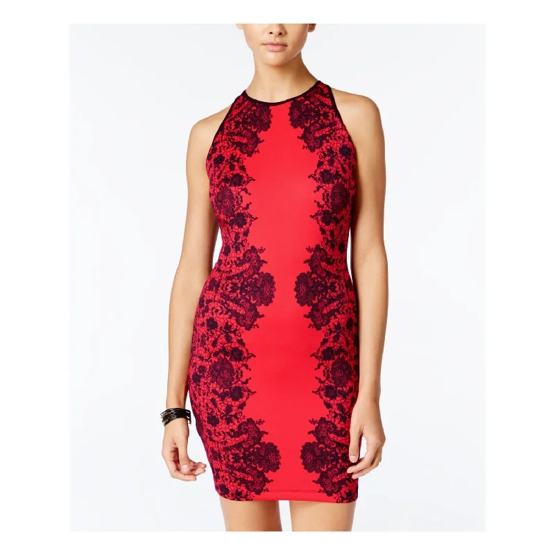 B. Darlin Junior's Printed High Neck Bodycon Dress Red Size 9/10