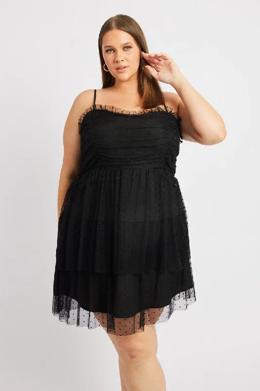 Black Tulle Frill Party Dress