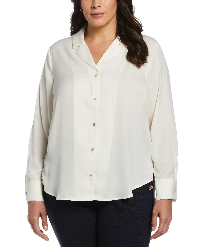 Plus Size Notch Collar Blouse