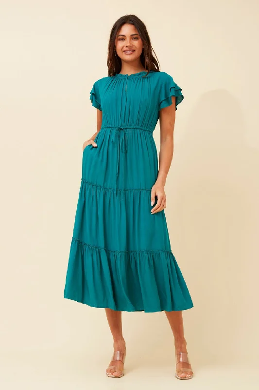 TRINITY TIERED MIDI DRESS