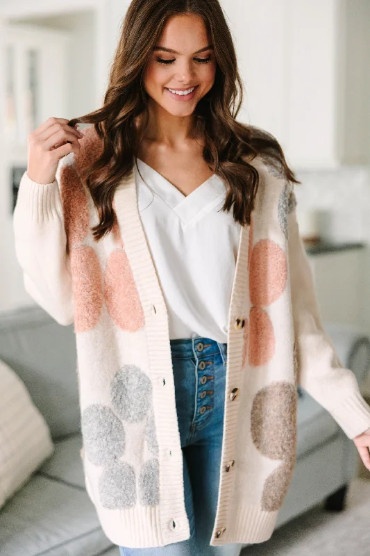 Walk This Way Oatmeal Brown Floral Cardigan