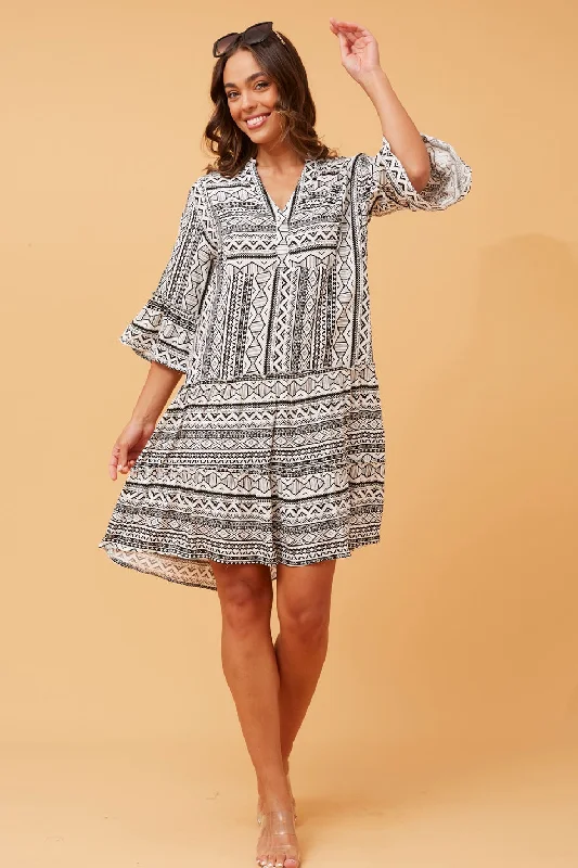 WANYA AZTEC BOHO SHORT DRESS