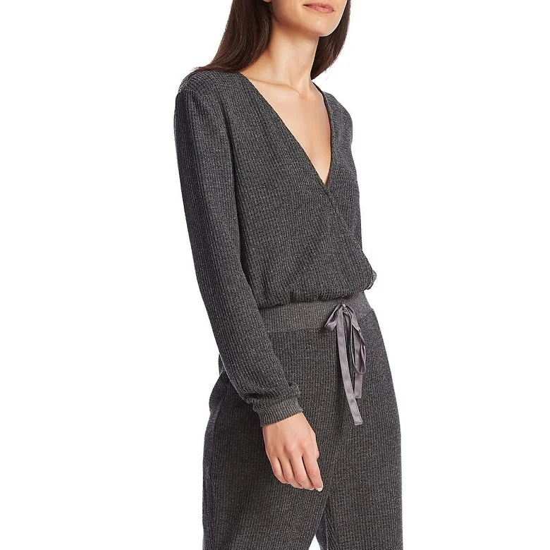 1.STATE Women's Pull on Waffle Knit Jumpsuit Gray