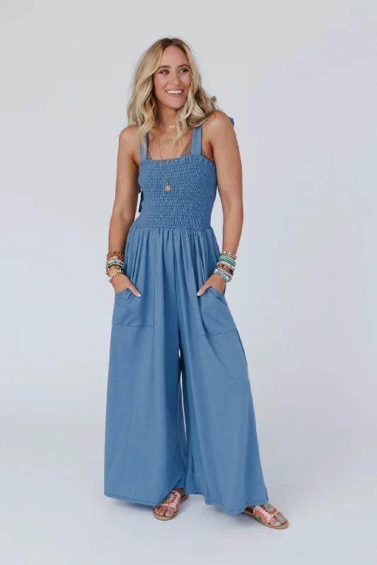 The Nest Daytripper Wide Leg Jumpsuit - Sea Blue