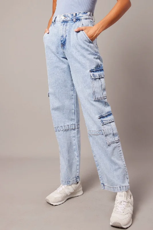 Denim Cargo Jean Wide Leg